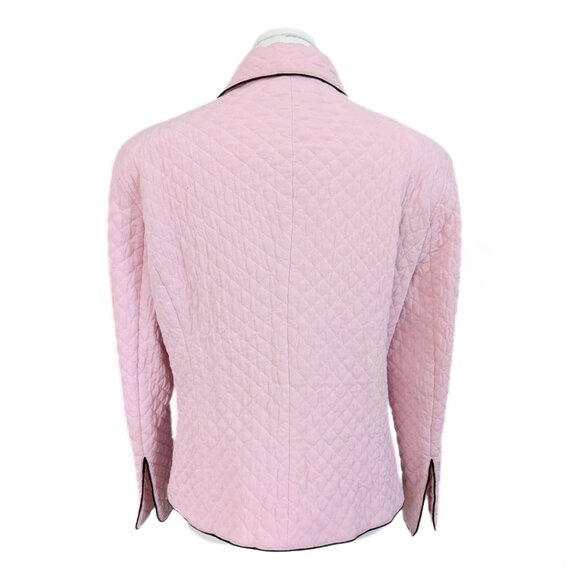 Vintage 90s Pink Quilted Jacket Bianca Nygard Lined Spring Pastel Blazer Sz 14 - Picture 3 of 8